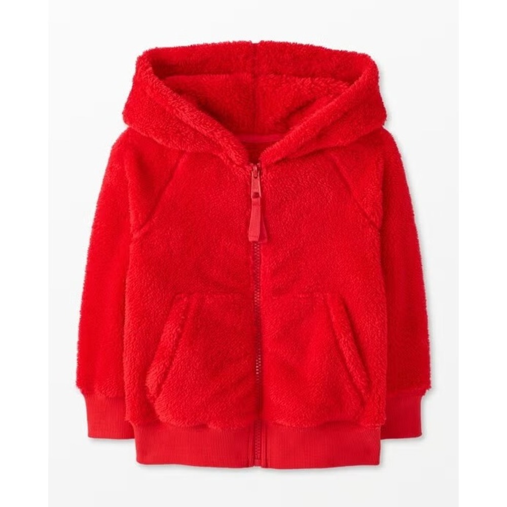 Hanna Andersson Marshmallow Hoodie Kids 4 Red Excellent Full Zip Fleece 81075